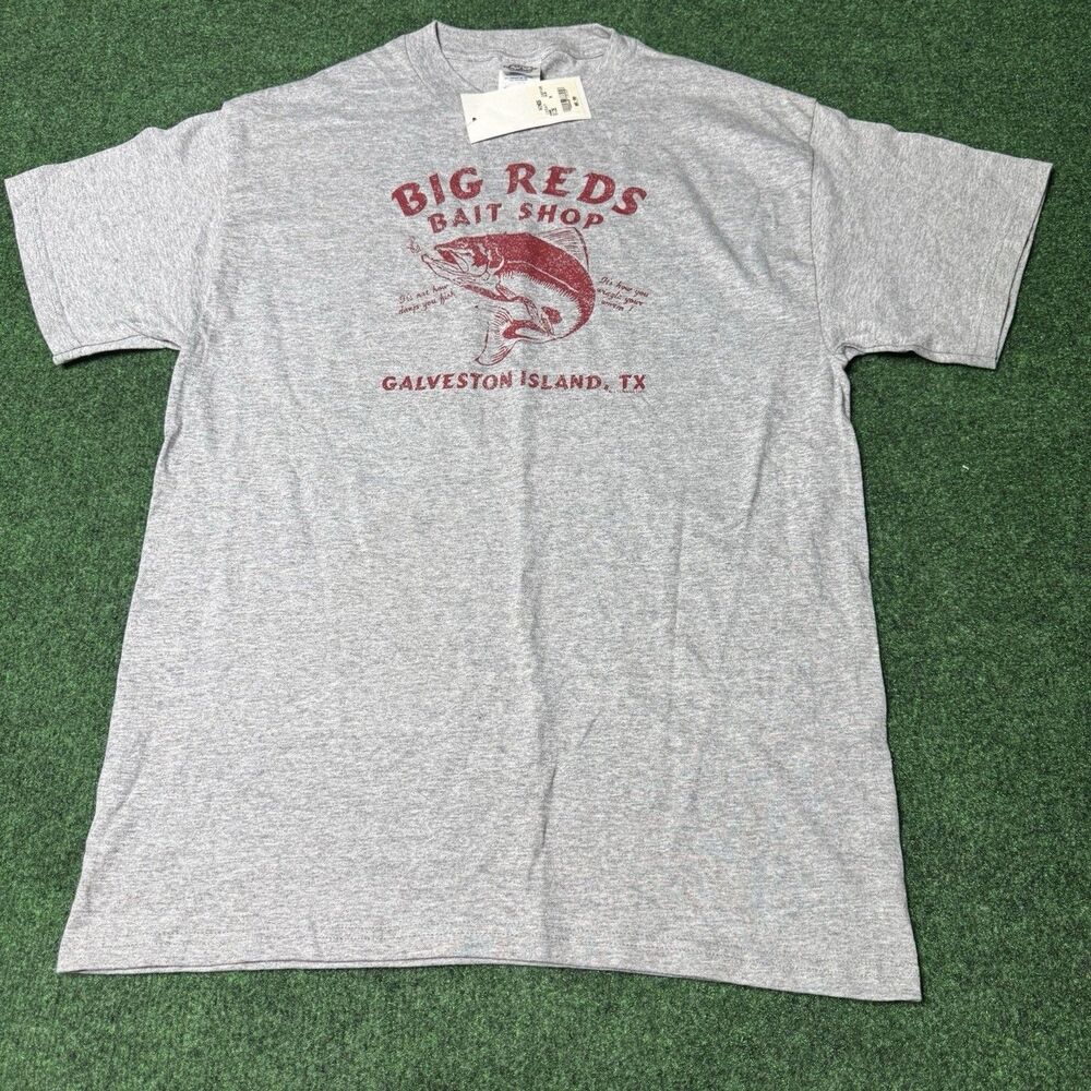 Big Red’s Bait Shop Galveston Texas T-Shirt Gray Delta Pro Weight M NWT